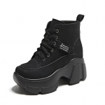 mood Paks talla Retro poolsaapad Naiste Mood Winte Naiste Suurendus Vabaaja pits Up Wedge Platform L&uuml;hikesed Saapad Zapatillas Mujer2024 36 must