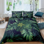 Palmilehtedega tekikott King Full Banaanilehtedega voodipesukomplekt Hawaii troopilised lehed Rohelised oksad 2/3 tk Pol&uuml;ester tekkikate 140x210cm 2pcs