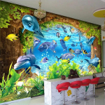 3D-tapeet Kaasaegsed delfiinid kalad multifilmid lapsed magamistoa seinamaalingud elutoa taustal seinamaaling 200 cm(W) x 140 cm(H)