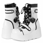 Naiste poolsaapad Mental Decoration Punk Rock Naiste kingad S&uuml;gisesed platvormsaapad Naistele Paksu tallaga paksud kingad L&uuml;hikesed saapad Cosplay Y2K Kingad Suurus43 38 valge
