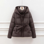 Naiste puuvillasest polsterdatud udusulgedest jope, l&uuml;hike korea versioon, naiste pealisriided, mugav elegantne daami talveparkmantel 2XL kohv