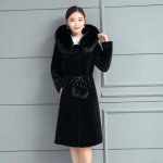 Naiste talvine vabaaja soe parkjakk Solid Outwear Mantel karusnahast mantel 2XL burgundiapunane