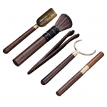 5 tk/komplekt teetseremoonia tarvikud Kuumuskindel libisemisvastane puidust Mugav Hiina Gongfu teelusikat&auml;is Teetangi n&otilde;ela komplekt Teetoa tarvikud eebenmust