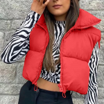 Naiste talvine varrukateta pommitaja, kerge, t&otilde;mblukuga, tepitud vest S punane