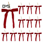 12 tk. j&otilde;ulusametkibud, punasest lindist sametkibud, kuldsete sidemetega j&otilde;ulupuu p&auml;rja vaniku kaunistamiseks 12pcs