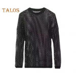 Meeste v&otilde;rkpluus &Uuml;li&otilde;huke L&auml;bipaistev O-kaelusega Pikkade varrukatega &Uuml;hev&auml;rviline Veniv Vaba l&otilde;ikega Lihaseid r&otilde;hutav Peo Koduriietus Klubi Tantsuetenduse T-s&auml;rk M must