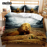 L&otilde;vi ja Tiigri Tekikottide Komplekt 3D Tr&uuml;kiga Tiigri Voodipesukomplekt Lapsed T&uuml;drukud Poiss Loom Pol&uuml;ester Tekikott Kahene Queen King Suurus EU single(135x200cm)