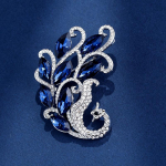 Blue Crystal Phoenix pross, naiste sulamist teemantkomplekt, kerge n&otilde;elaga moodne prossi &uuml;likonna aksessuaarid