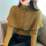 Poolk&otilde;rge kraega kampsunpluus Naiste pikkade varrukatega r&auml;tik kaheosaline s&uuml;gis- ja talvine praetud taigna keerdudega kampsun S must