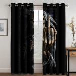 3D &otilde;udus mees must kolju kardinad Rebitud laastud Elutuba Magamistuba R&otilde;du Aken Dekoratiivsed kardinad 2 paneeli 50W160H(CM)X2PCS&Hook white