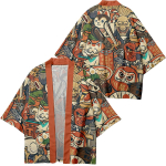 Loov illustratsioon Taoistlik r&uuml;&uuml; keeb Jaapani stiilis kolmveerandvarrukatega vabaaja lahtine kimono meestele pluss suurus suvi 5XL