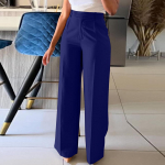 K&otilde;rge v&ouml;&ouml;kohaga eesriide sirge laia s&auml;&auml;rega vabaaja naiste pidulikud p&uuml;ksid L sinine