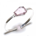 Pink Kunzite Gemstone Handmade Ethnic 925 Silver Cuff Bangle Adjustable r8o47