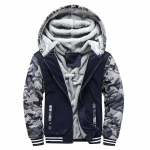 Meeste Euroopa suur kamuflaažist lapitehnika kapuutsiga kardigan-sweatshirt - S&uuml;gis/Talv Sametine paks jakk 4XL