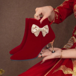 Naiste T&otilde;mblukk Talvejalatsid Punane terav pahkluu Naiste k&otilde;rge kontsaga kangas l&uuml;hike pliis 34