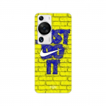 Coque Huawei P60 Pro logo just do it couleur bleu front jaune Maniacase