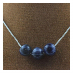 Pierres et Min&eacute;raux. Collier 3 perles Sodalite 8 mm Chaine en acier inoxydable. sinine