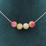 Pierres et Min&eacute;raux. Collier 4 perles Tourmaline melon d'eau 8 mm Chaine en acier Collier femmes, hommes. Taille personnalisable.