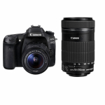 Canon EOS 80D digitaalne peegelkaamera + EF-S 18-55mm f/3.5-5.6 IS STM + EF-S 55-250mm f/4-5.6 IS STM suumobjektiiv must