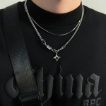 Hip Hop Tsirkoon T&auml;ht Kahekihiline Kaelakee Meestele Naistele Trendikas Amulett Titaanterasest Ripats Kett Unisex Ehted Hulgim&uuml;&uuml;k