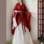 Uus stiil Hanfu naistele Wei Jin stiilis suure varrukaga k&auml;ega kraega Hanfu &uuml;likond vormitud kleit purustatud kleit festivali m&auml;ngukleit S punane