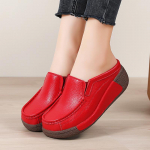 Naiste platvormpl&auml;tud Punased peales&otilde;idetavad kiilsandaalid Vabaaja nahast paksu tallaga K&otilde;rgust suurendavad massiivsed mulad Valged puukingad 35 punane