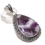Natural Chevron Amethyst Gemstone 925 Sterling Silver Jewelry Pendant 2.36 r8z57