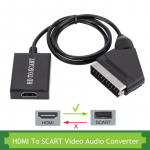 HD 1080p HDMI-&uuml;hilduv sisend SCART-video v&auml;ljundi helimuunduri adapter, mis &uuml;hildub CRT-ga must