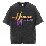 Miley Cyrus Hannah Montana Logo T-s&auml;rk Naistele Unisex Suvine Vabaaja Vintage Pesemistega T-s&auml;rgid Unisex Mood Esteetiline Hip Hop T-s&auml;rk 4XL must