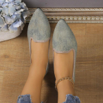 Madalad kingad Naiste Mood Tr&uuml;kitud Denim Kangast Kingad Teravaotsalised Pumbad Slip-on Loafers Pehme Tallaga Vabaaja Madalad Kingad Naiste T&ouml;&ouml;kingad EUR 36 roheline