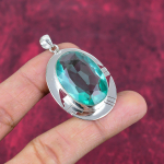 Aqua Apatite ripats, 925 tahke h&otilde;bedane ripats, k&auml;sitsi valmistatud kalliskivist ehted, kingitused naisele uhiuus ripats 2.16 Inches sinine