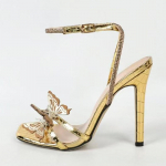 Liyke Moedisain Kristall-Rhinestone Pahkluu Rihm Sandaalid Naised Seksikad Ruudukujulise Ninaga Peokingad Kuldne K&otilde;rge Kontsaga Sandalias 42 kuldne