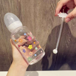 Armas multikas plastist veepudel lutipudeli k&otilde;rrega tass sobib t&auml;iskasvanutele lastele piima joomise pudel lill beebi toitmise pudel 400ML