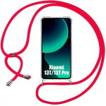 Coque de protection - E.F.CONNECTION - Xiaomi 13T/13T Pro - Souple - Antichoc - Transparente avec cordon rouge