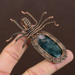 Moss Agate Handmade Copper Wire Wrap Spider Pendant 2.56 j2e41