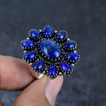 Natural Lapis Lazuli Gemstone 925 Sterling Silver Jewelry Ring Size 9.5 m2q80