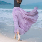 Puhkus Pikk Suvine Ranna Sifonki M&auml;hkimiskleit Katteks Naistele K&otilde;rge V&ouml;&ouml;kohaga Plisseeritud Tantsupeo Seelikud XL