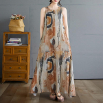 Varrukateta Plus size puuvillane vintage lilleline uus kleit naistele vaba vaba pikk suvekleit M