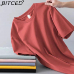 BITCED Puuvillane l&uuml;hikeste varrukatega T-s&auml;rk Meeste moodne vaba poolvarrukatega s&auml;rk tr&uuml;kitud kaastundes&auml;rk M