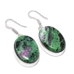 Ruby Zosite Gemstone Handmade 925 Sterling Silver Jewelry Earring 1.93 r4t30