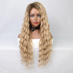 Pikad Lokkis Blondid Parukad Naistele S&uuml;nteetiline Ombre Parukas Tukkidega Kost&uuml;&uuml;mi Parukas T&uuml;drukutele Seksikad Blondid Parukad Mustade Juurtega