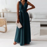 2025 Suvine Paeltega &Uuml;hev&auml;rviline V-kaelusega &Otilde;htune Pikk Kleit Large