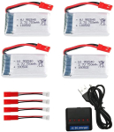 4 laetava LiPo aku komplekt 3,7 V 750 mAh MJX X300C X400 X800 RC droonidele ja neljarootorilistele lennukitele | 45x24x8 mm &ndash; 16 g | H&otilde;bedane h&otilde;be