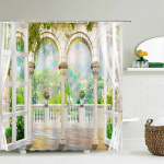 Aed Lilled Maastikud Du&scaron;ikardinad Vannikardinad Veekindel Vannituba Kodukaunistus Pestav kangas Vannitoaekraanid W90XH180cm