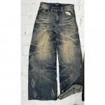 ZYLLO Vintage Pesu Sinised Teksad Y2K R&otilde;ivad Meeste Naiste Retro Rebitud Rebenenud Kotakad Teksad Punk Rock Madala V&ouml;&ouml;kohaga Laiad P&uuml;ksid Streetwear S sinine