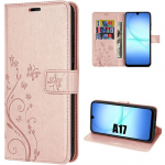 Coque de Protection - BOOLING - Samsung Galaxy A17 4G/5G - Antichoc Synth&eacute;cuir Relief Floral - Rose