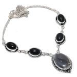 Natural Owhyee Opal, Onyx Gemstone 925 Sterling Silver Jewelry Necklace 18 r7e15