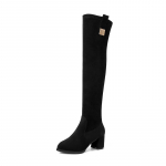 Mood Suede K&otilde;rge kontsaga &Uuml;le p&otilde;lve saapad Naine 2025 Uued Naiste Elastsed Pikad Saapad Terava ninaga Paksu kontsaga Mood Botas Mujer 34