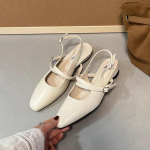 Moodne SUOJIALUN 2025 Kevad Uus Naiste Sandaal Moodne &Uuml;mar Nina Daamide Elegantne Slingback Kingad Ruudukujuline Madal Kont V&auml;ljas Kleidi Kingad 35 beež