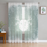Christmas Star Deer Magamistoa l&auml;bipaistev l&auml;bipaistev kardinad p&uuml;hadekaunistuste aken Voile t&uuml;llkardin 135W x 114H(cm)